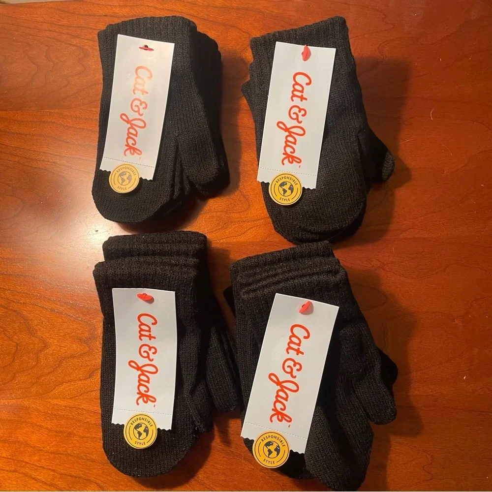 Cat & Jack Black Mittens‎ 4 Packs of 3 pairs NWT 2T-5T